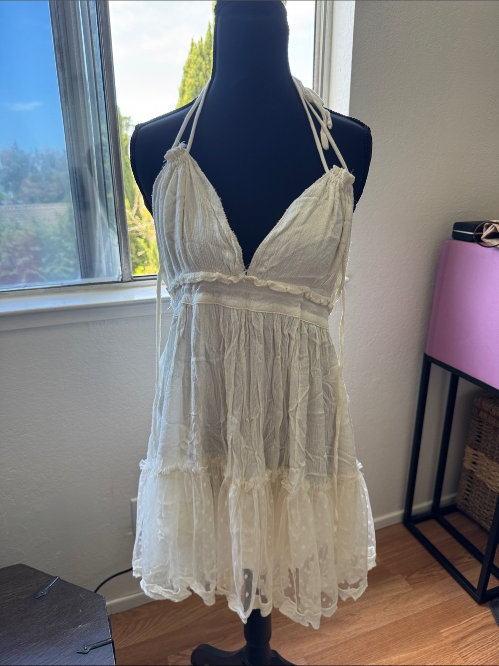 Women’s Cream Halter Babydoll Dress - Intimates, size S
